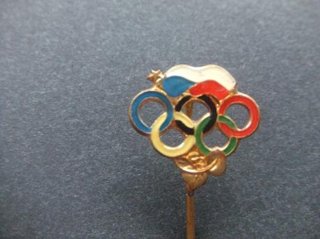 Olympische Spelen Rusland vlag met ringen